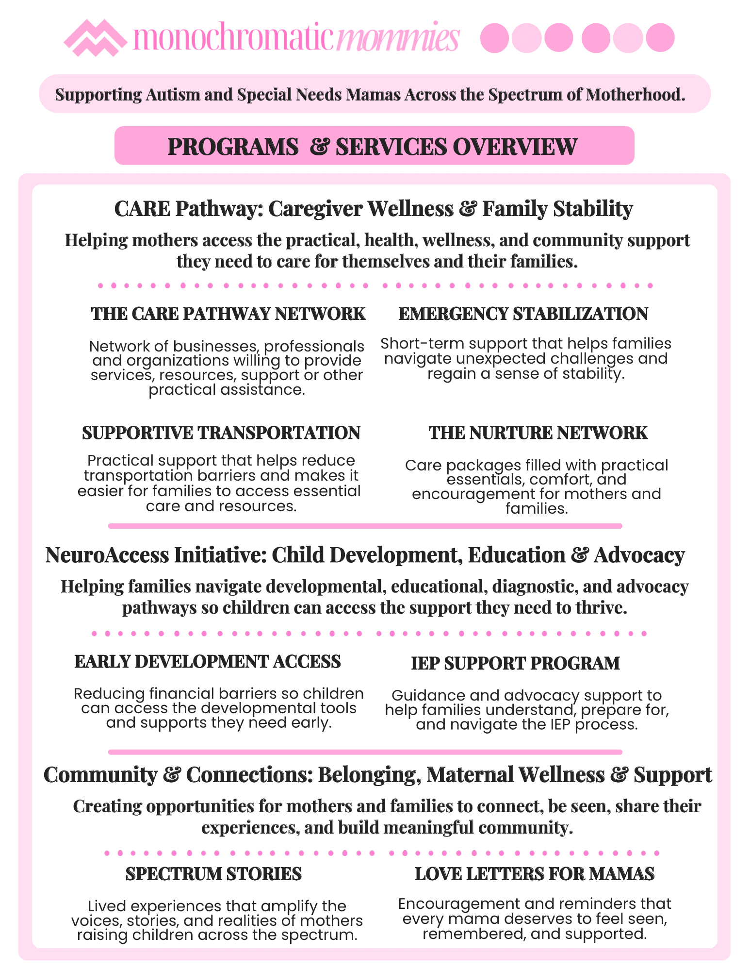 Monochromatic Mommies Programs & Services Flyer